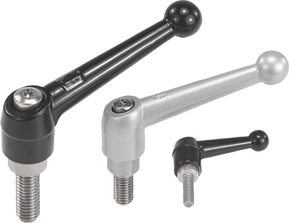 Clamping levers external thread, steel parts stainless steel