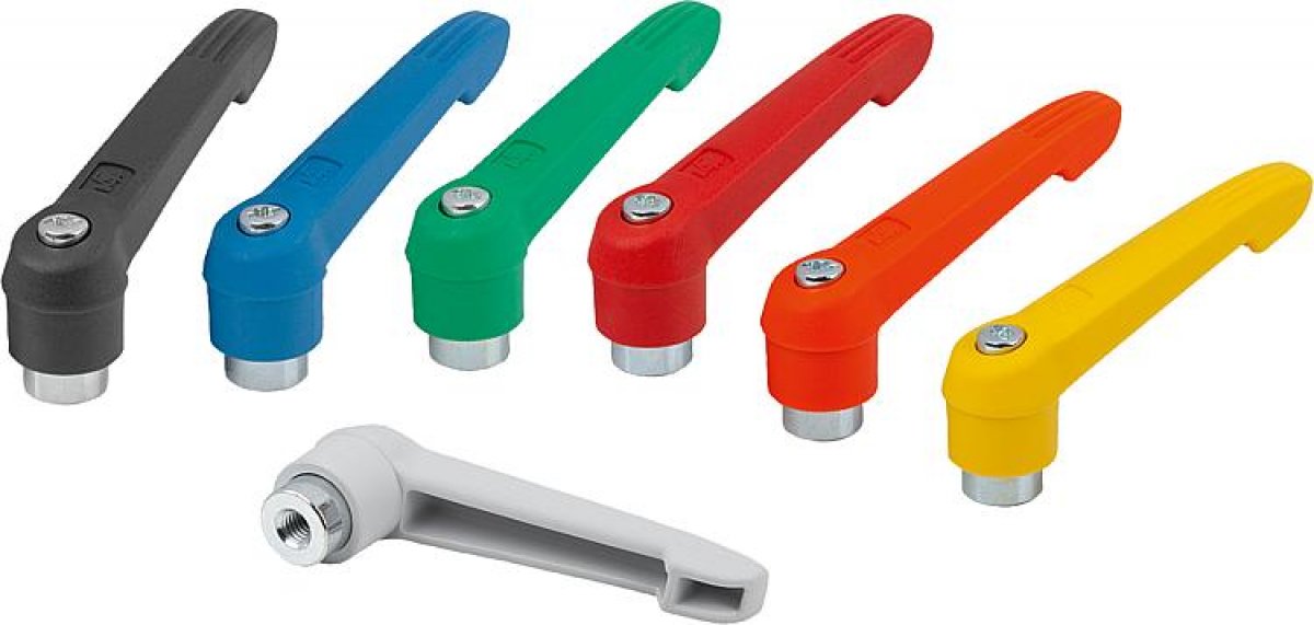 Clamping levers, plastic with internal thread