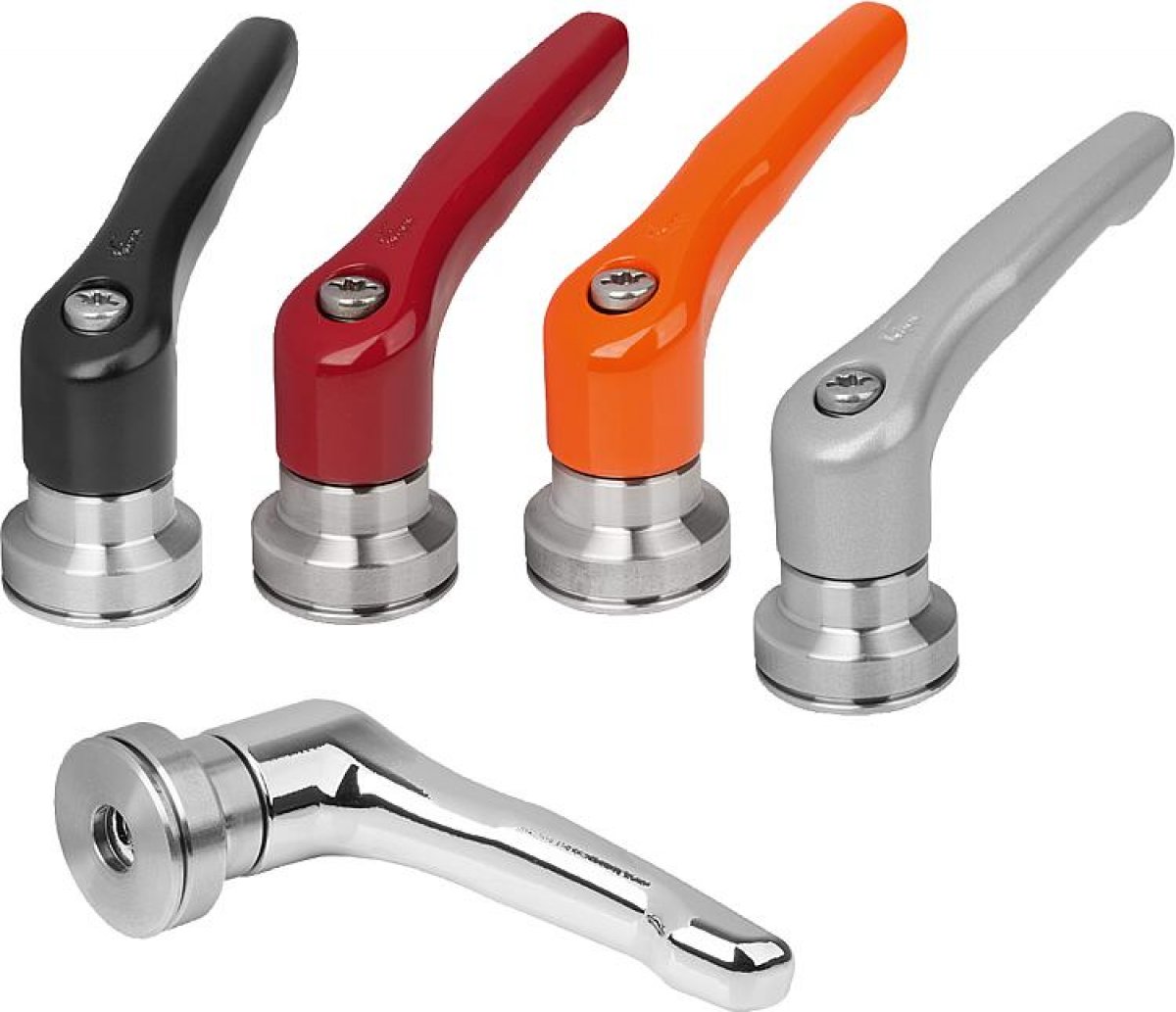 Clamping levers, zinc with female thread and clamping force intensifier