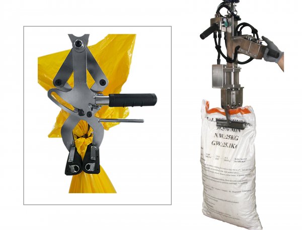 Clamps for lifting and depositing bags