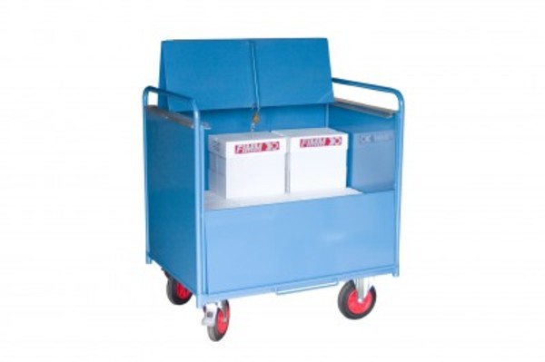Container trolley 500 kg sheet metal panelling with lockable roof