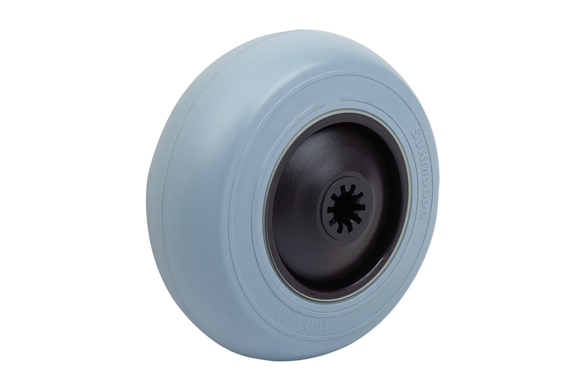 Elastic solid rubber wheels with polyamide wheel hub