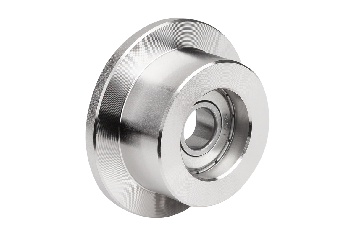 Guide rollers, steel with flange one side