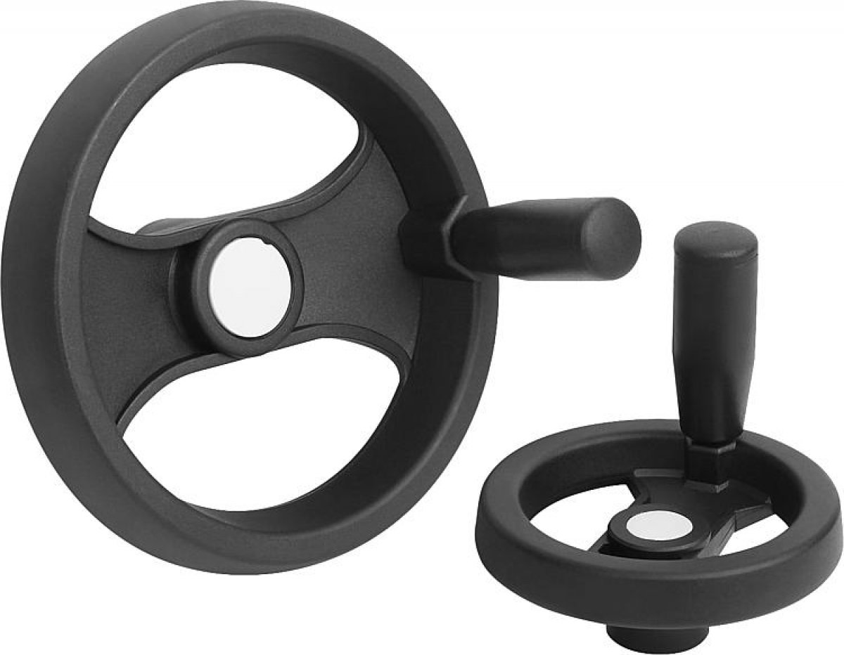 Handwheels 2-spoke plastic, with revolving grip