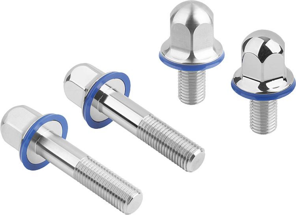 Hex head bolts, stainless steel with seal washer in Hygienic DESIGN