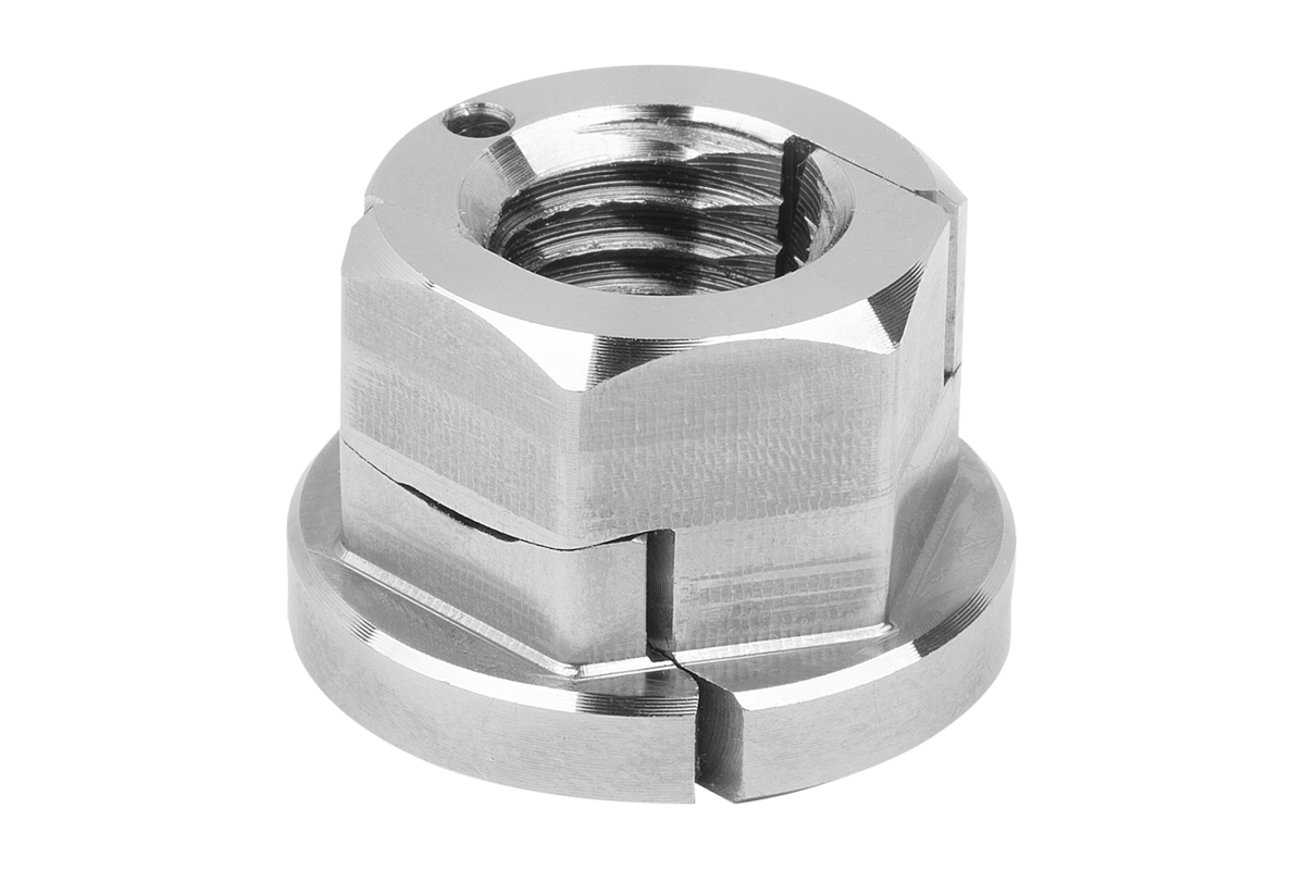 Hexagon nuts, QT steel, two-part with collar