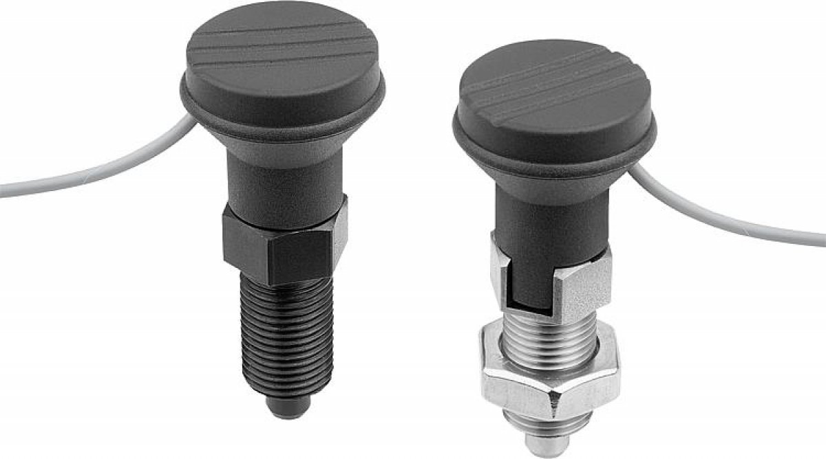 Indexing plungers steel or stainless steel with status sensor, hardwired