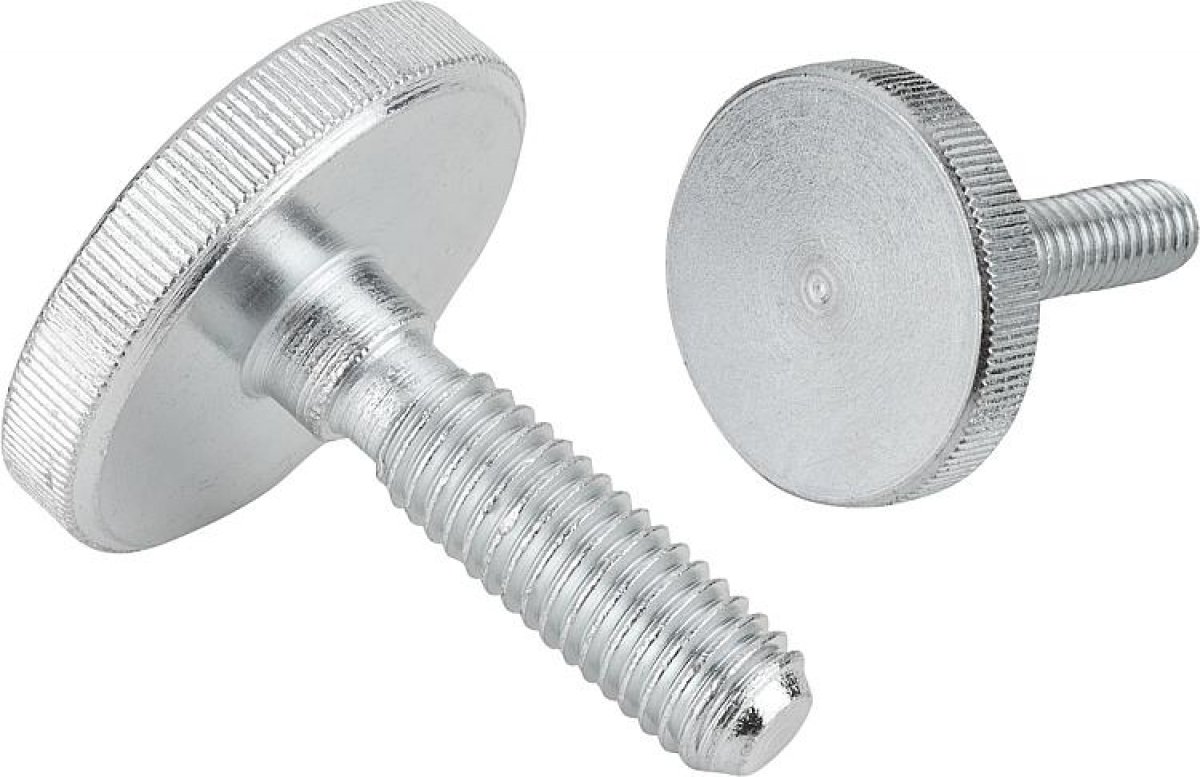 Knurled screws low head steel and stainless steel, DIN 653