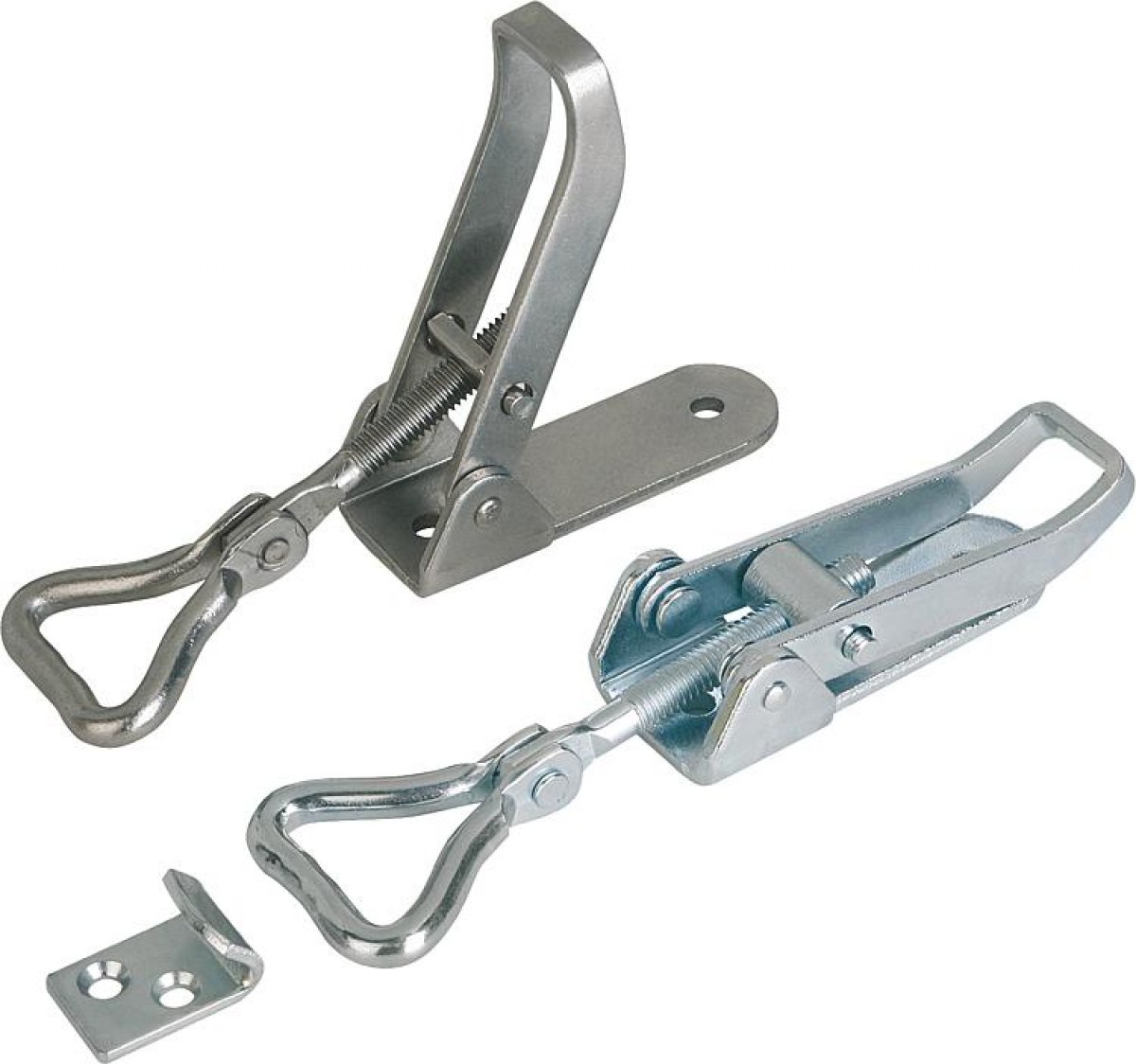Latches adjustable with swing bail