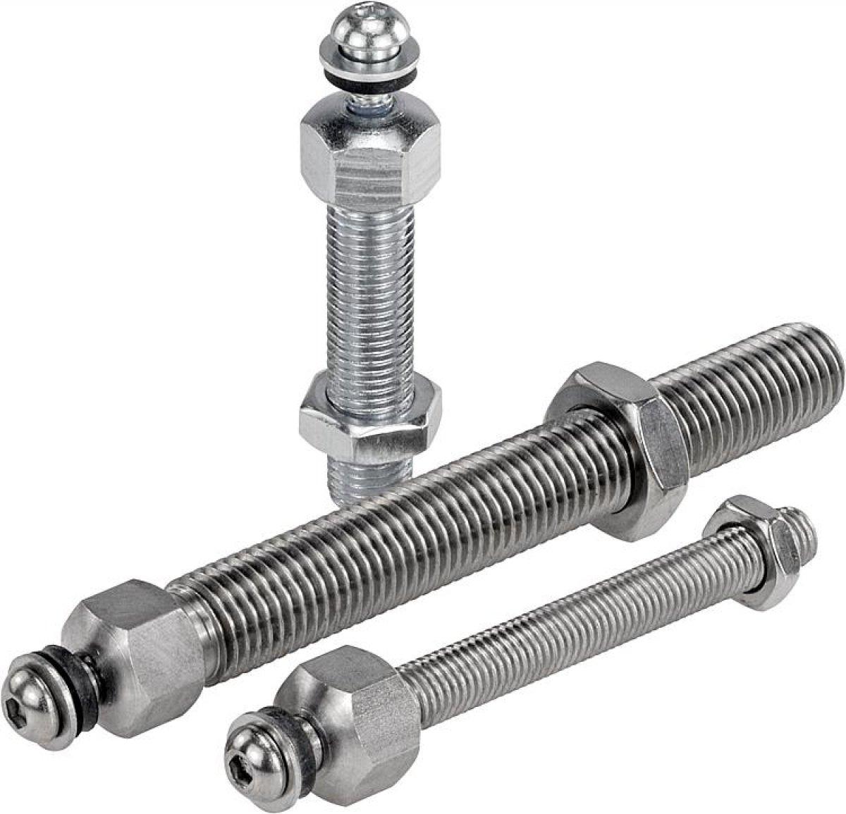 Levelling feet threaded spindles steel or stainless steel