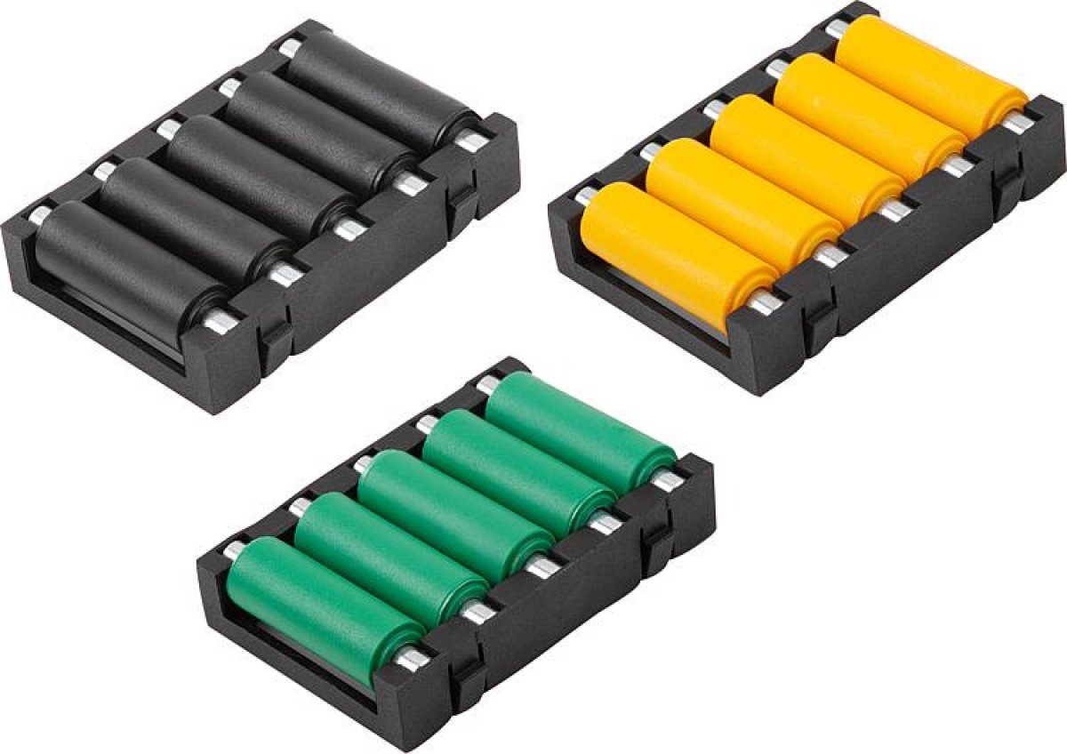 Plastic roller elements, compact for roller rails