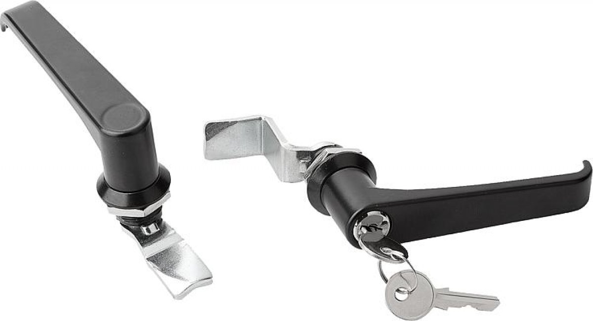 Quarter-turn locks with L-grip