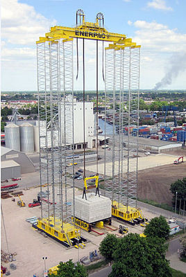 The Enerpac Self-Expanding Tower (ESET), a standalone gantry solution that can lift loads up to 1,400 tons
