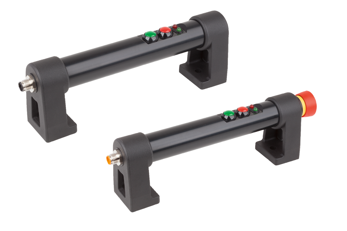 Tubular handles, plastic, with electronic switch function and two push buttons