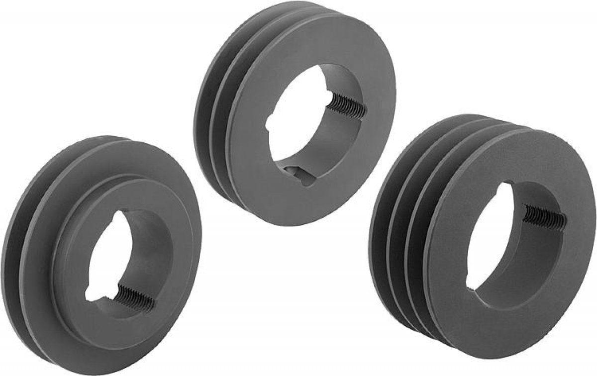 V-belt pulleys, grey cast iron for mounting with taper clamping bushes